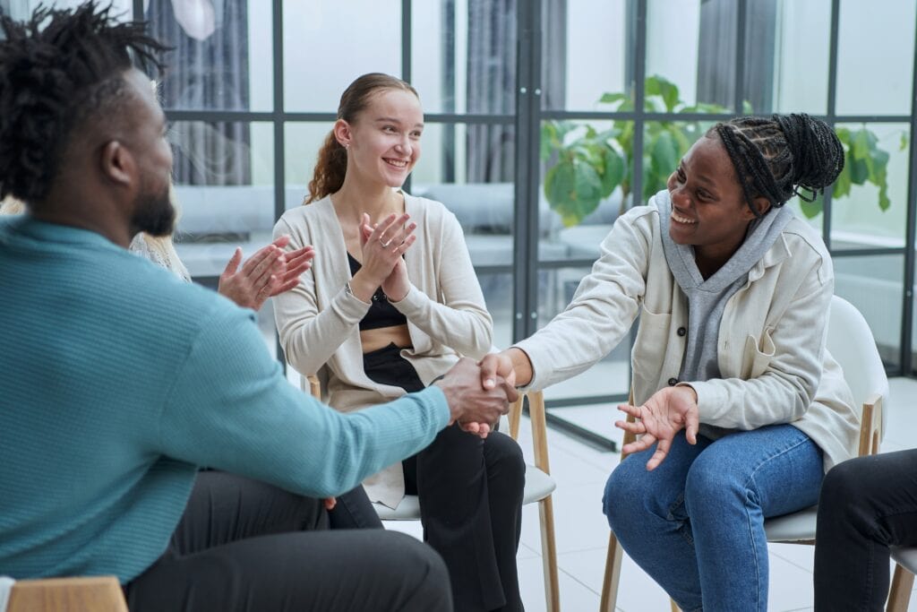 Therapy group at battery park city drug rehab.